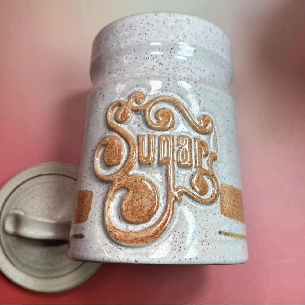 Vintage 1970’s earthware pottery sugar canister